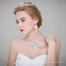 Wedding Jewelry Crown+Necklace+Earings 3pcs Jewelry Set for bride Use